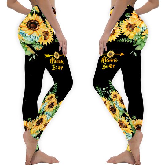 Discover Mama Bear Hoodie & Leggings Set - Sunflower Design