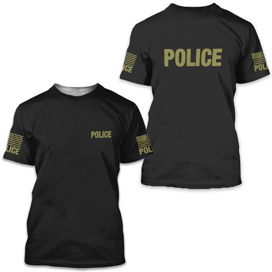 Discover POLICE OD Green on Black 3D Shirts