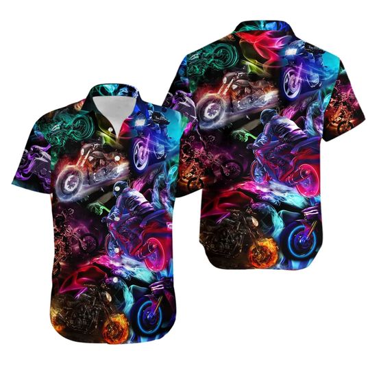 Discover Motorcycle Racing Colorful Hawaiian Shirt
