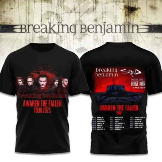 Discover Breaking Benjamin Awaken The Fallen Tour 2025 3D Shirt