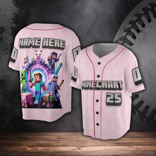 Discover Pixel Characters Baseball Jersey, Movie Game Characters Jersey, Kids Birthday Jersey