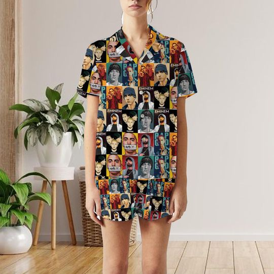 Discover Eminem Shorts Pajama Set, Eminem Rapper Pajamas short Set, Rap Pajamas short Set, Pajamas Short set