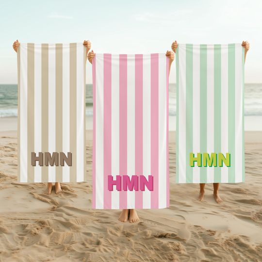 Discover Custom Beach Towel Striped Personalized Beach Towels for Kids Bridesmaid Towel Birthday Vacation Gift