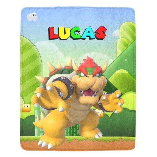 Discover Bowser Gift Blanket, Gaming Blanket, Personalized with Custom Name
