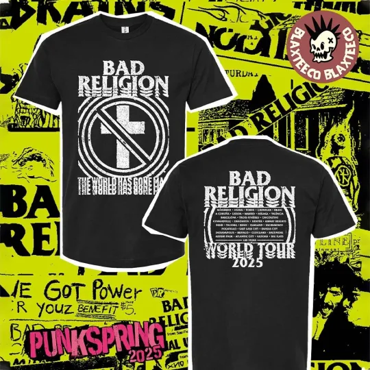 Discover Bad Religions The World Has Gone Mad Tee World Tour 2025 Two Sides Unisex T-Shirt
