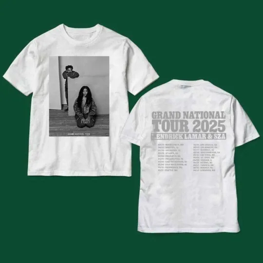 Discover Kendrick Lamar & SZA 2025 Grand National Tour T-Shirt Front and Back | gildan