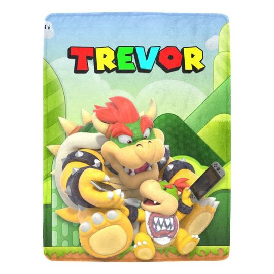 Discover Bowser and Bowser Jr Gift Blanket, Father and Son Gaming Blanket