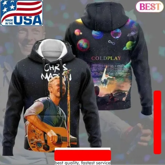 Discover Chris Martin  Coldplay  Music Of The Spheres World Tour 3D Hoodie
