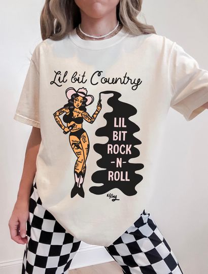 Discover Lil Bit Country Lil Bit Rock N Roll Graphic Tee Shirt