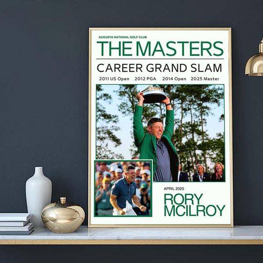 Discover Rory Mcllory Grand Slam Winner Golf Poster, Newspaper Augusta Artwork