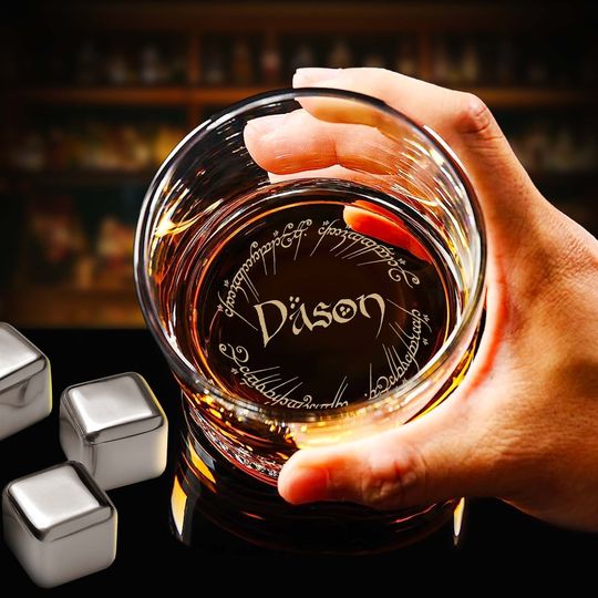 Discover Custom One Ring Whiskey Glass - Personalized LOTR Rock Glass, 11oz