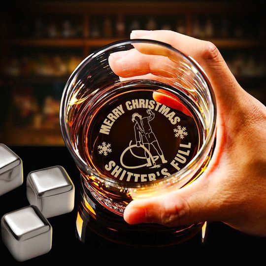 Discover Merry Christmas Shitters Full Rock Glass - Funny Christmas Gifts for Him