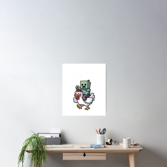 Discover Chicken Jockey Pixel Funny Poster