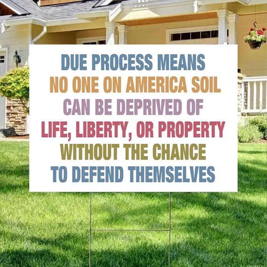 Discover Due Process Yard Sign, Anti-authoritarian, Humane Government,