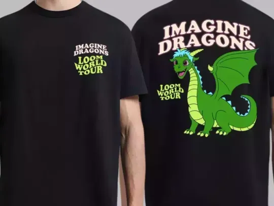 Discover Imagine Dragons Loom World Tour 2024 Cartoon Unisex Black T-Shirt