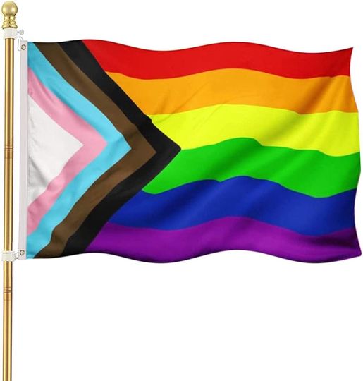 Discover Progress Pride Rainbow Flag - All Inclusive Pride 100D Bisexual Vivid Color LGBTQ