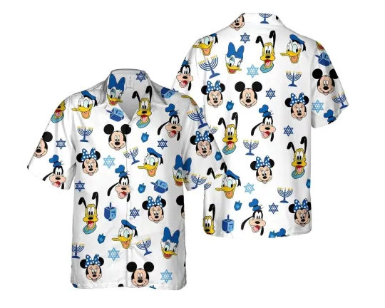 Discover Hanukkah Hawaiian Shirt Mickeyy Friends Face Dreidel Menorah Disneyyland