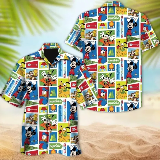 Discover Mickeyy And Friends Hawaiian Button Down Shirt