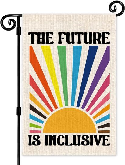 Discover The Future is Inclusive Garden Flag, Double Sided Yard Outdoor Farmhouse Lawn Porch
