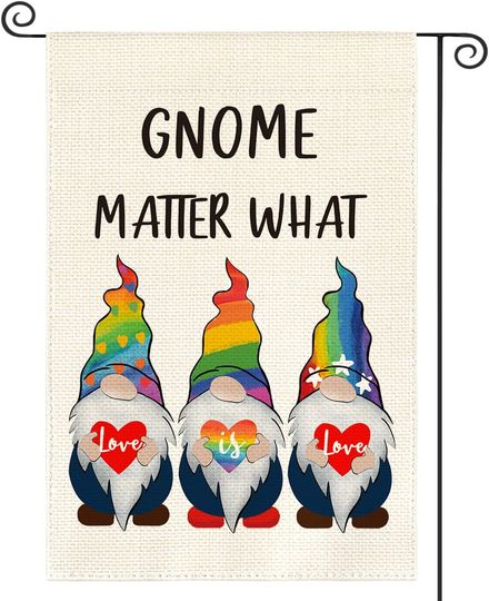 Discover AVOIN colorlife Rainbow Love Is Love Gnome Pride Garden Flag Double Sided