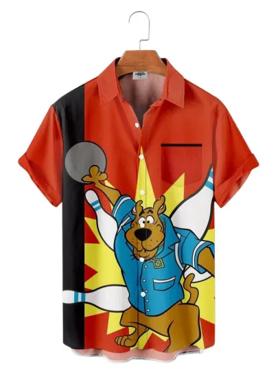 Discover Trendy Aloha Mens Cartoon Scooby Doo Printed Bowling Shirt