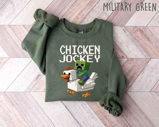 Discover Funny Gaming Shirt, Funny Chicken Jockey Pixel Sweatshirt