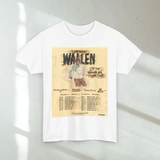 Discover Wallen Western  I'm The Problem Tour 2025 White T Shirt