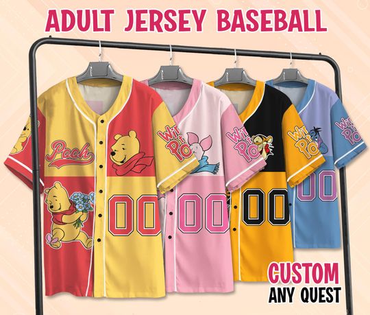 Discover Custom Disneyyy winniee the poohh Baseball Jersey Collection, Pooh Jersey, Disneyyy Pooh