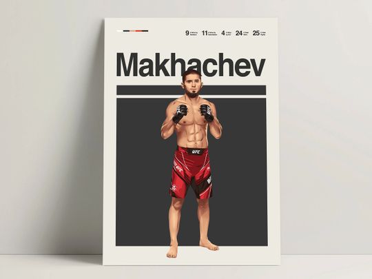 Discover Islam Makhachev Poster, MMA Poster, Modern Mma Print, Minimalist Mixed Martial Arts