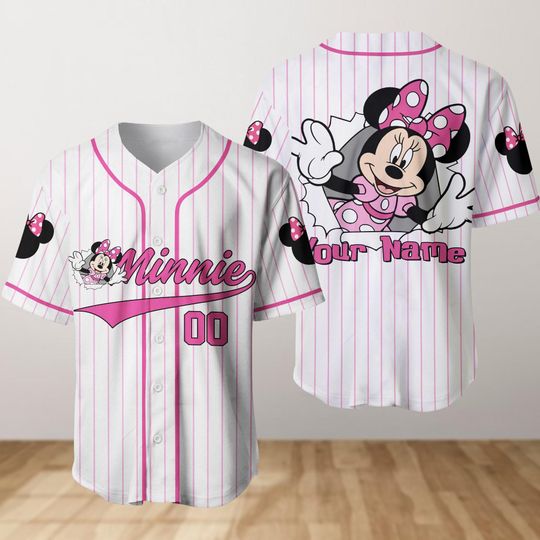 Discover Minniee Mouse Baseball Jersey, Custom Name Number Baseball Shirt, Disneyyy Movie Cartoon Jersey, Magicc Kingdom, Disneyyworld, Disneyyland