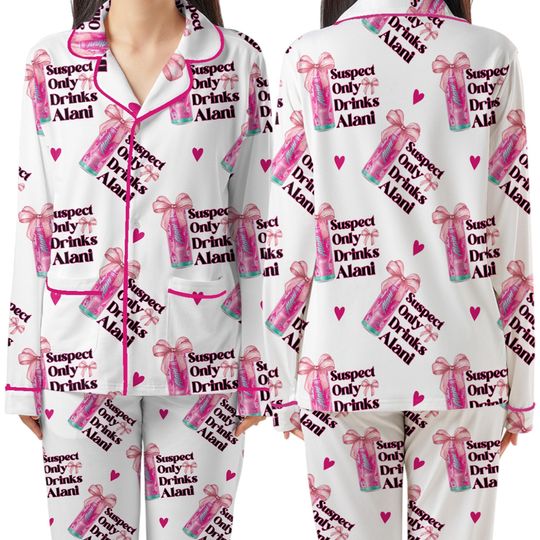 Discover Suspect Only Drinks Alani Pink Slush Drink Coquette Bow Pajamas Set