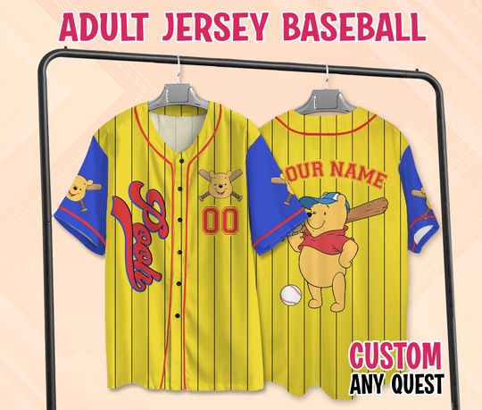 Discover Custom Disneyyy winniee the poohh Baseball Jersey, Kids Youth Adult Disneyyy Jersey