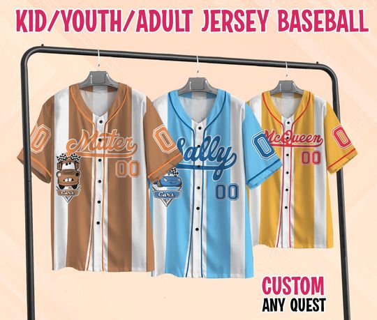 Discover Custom Disneyyy carss Baseball Jersey Collection, carss Lightningg McQueenn And Friends Jersey