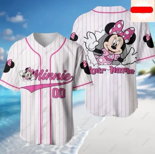 Discover Custom Minniee Mouse Baseball Jersey, Cartoon Movie Jersey Shirt