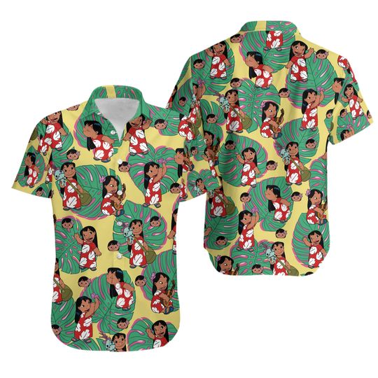 Discover Lilo Tropical Monstera Leaf Hawaiian Shirt, Hawaiian Button Up Shirts