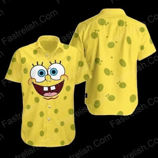 Discover Spongebob Hawaiian Button Down Shirt Unisex Adults S-5xl New