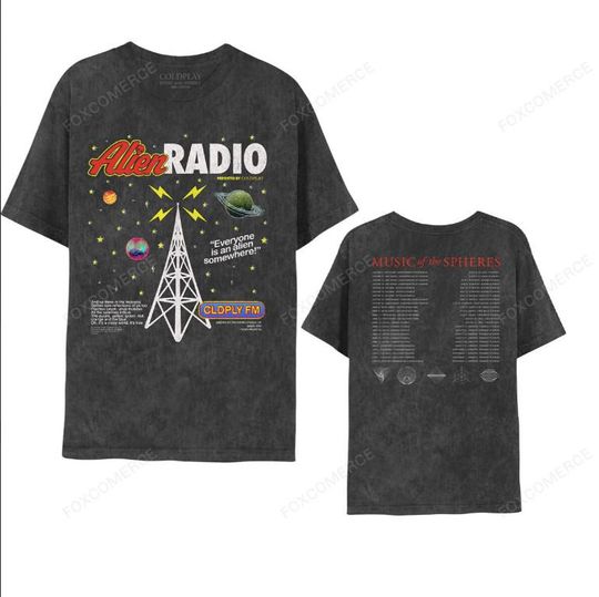 Discover Alien Radio Coldplay Shirt Music of the Spheres World Tour Tee