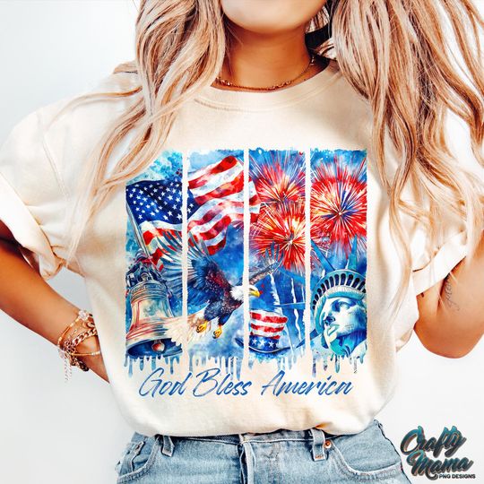 Discover God Bless America Shirt, Happy 4th of July Shirt, Brush Stroke Fourth of July Shirt
