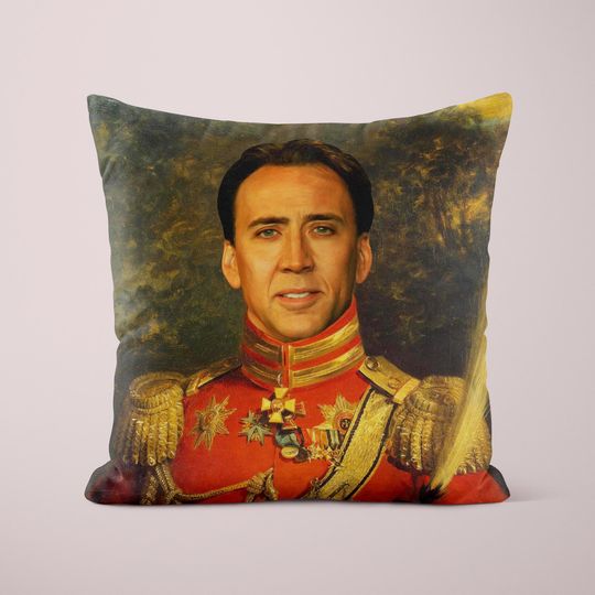 Discover Vintage Nicholas Cage Pillow Gift, Fun Celebrity Fan Gift