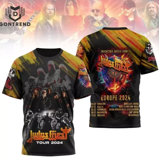 Discover Judas Priest Invincible Shield Tour 2024 3D T-Shirt