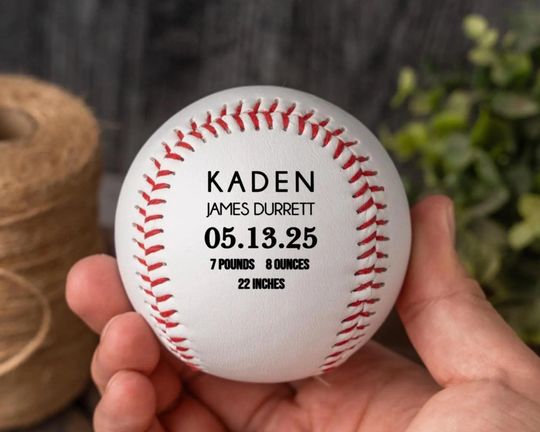 Discover Personalized Baseball Birth Announcement, Custom Baby Gift for Boys Designed for Sports Lovers