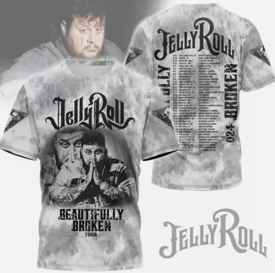 Discover Jelly Roll The Beautifully Broken Tour 2024 3D Shirt For Men Women