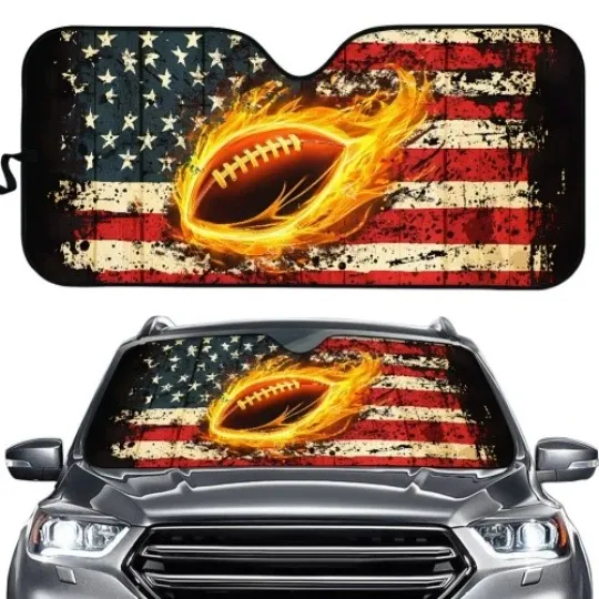 Discover National Flag Rugby Printed Car Folding Sunshade Windshield Rear Window Block