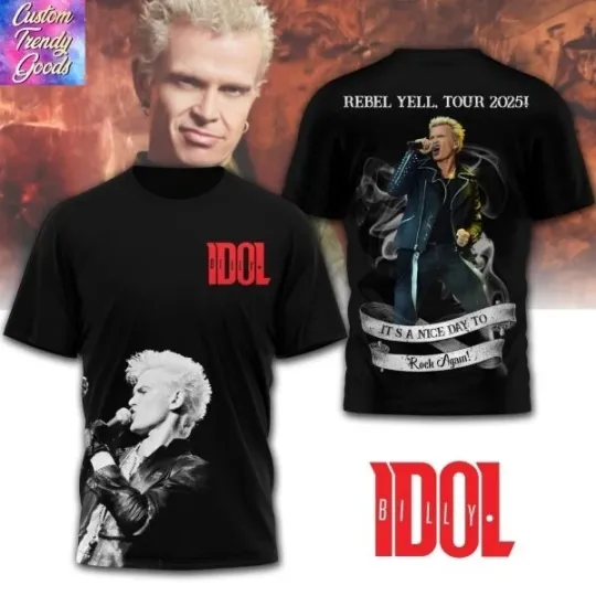 Discover Billy Idol – Rebel Yell Tour 2025 3D T-Shirt