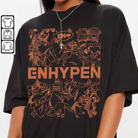 Discover ENHYPEN Kpop Doodle Art Shirt, Vintage ENHYPEN Merch Tee Graphic Album Lyrics
