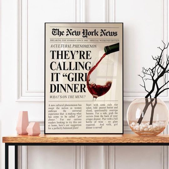 Discover Girl Dinner Art Print Poster, Retro Kitchen Decor, Aesthetic Kitchen Wall Art, Disco Kitchen Art, Retro Kitchen Print, Red Kitchen Poster