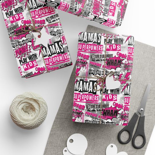 Discover Mama Wrapping Paper, Mother's Day Gift Wrap, Mom Birthday Gifts, Mother SuperPowers, Super Mom, Super Hero Mama