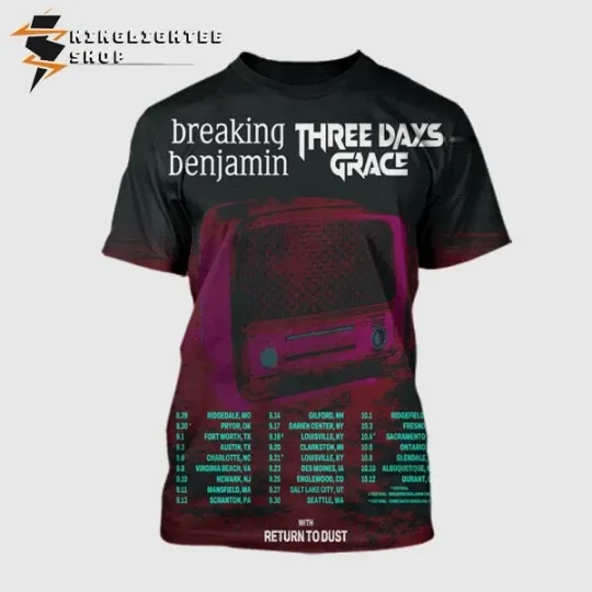 Discover Breaking Benjamin And Three Days Grace USA Tour 2025 3D Shirt