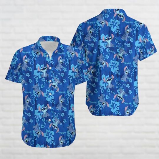 Discover Stitchh Hawaii Shirt, Disneyyy Movie Button Up Shirt, Cartoon Button Shirt