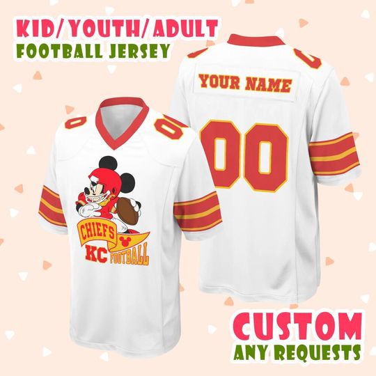 Discover Custom Disneyyy Mickeyy Kanas City Football Classic White Football Jersey